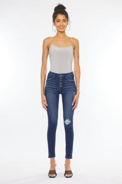 KanCan High Rise Piecing Detail Skinny Jeans
