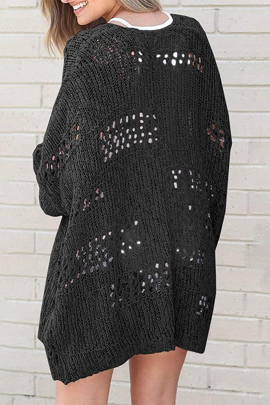Crochet Dolman Sleeve Knit Cardigan